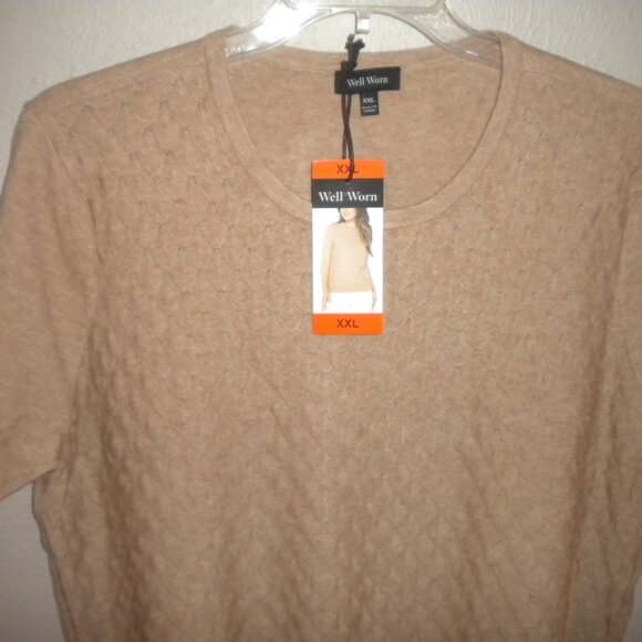 Well Worn Women's Plus Size XXL Tan Short Sleeve Knit Top Sweater NWT - Picture 4 of 6